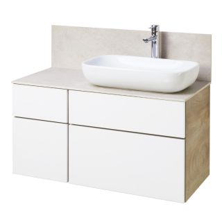 Тумба под раковину Акватон Мишель 100см дуб эндгрейн/белый 1A244101MIX40